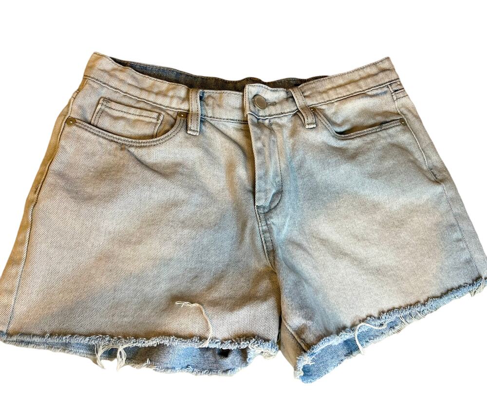 Blank NYC The Fulton Denim Shorts Frayed Hem Light Wash 28